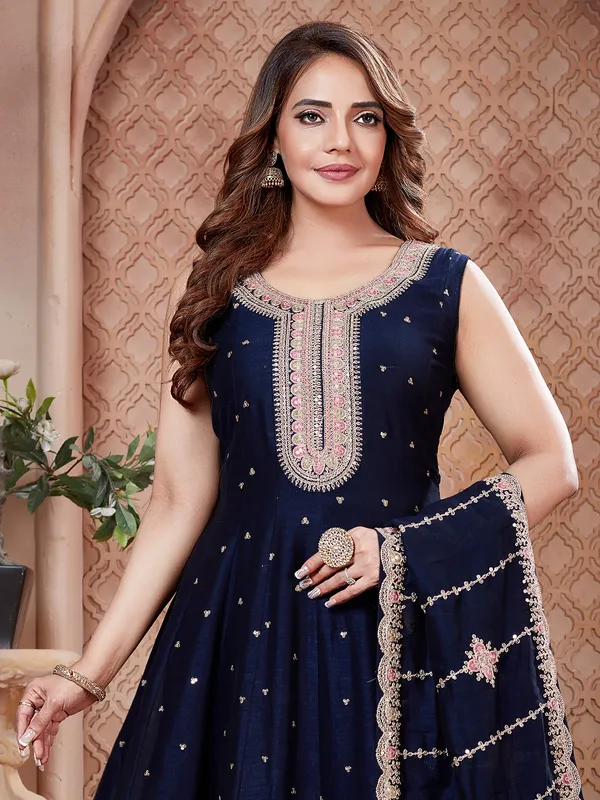 Navy cotton silk wedding wear salwar suit