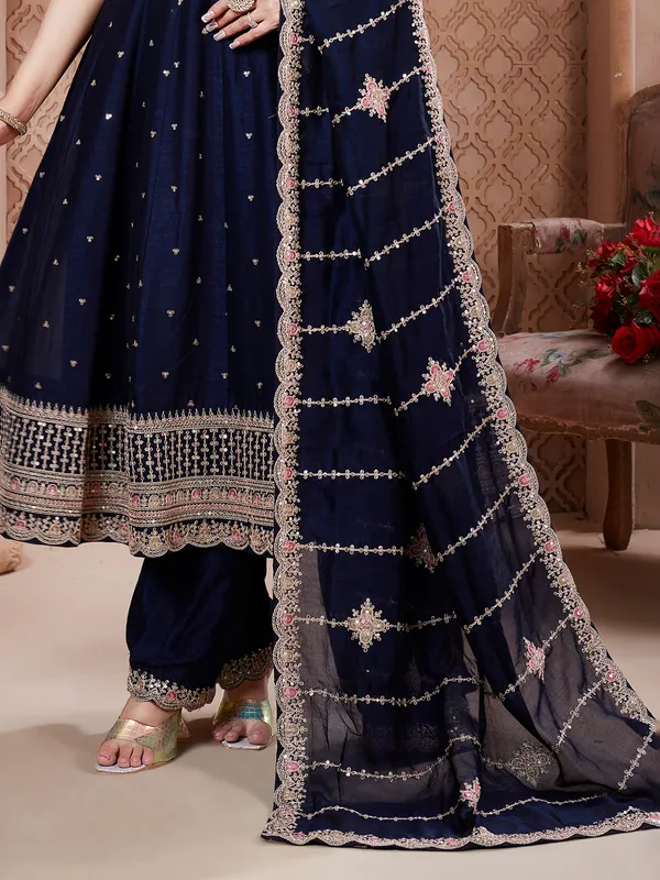 Navy cotton silk wedding wear salwar suit