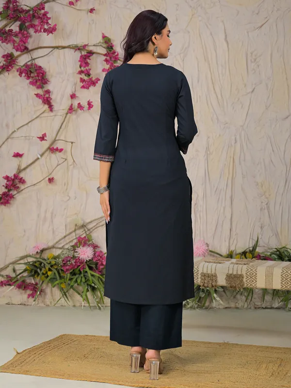 Navy cotton silk yoke style kurti set