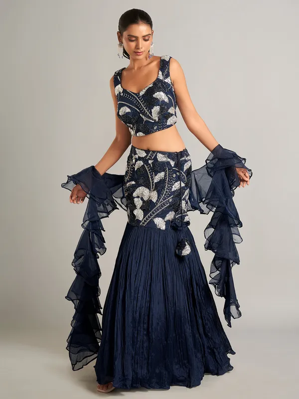 Navy designer lahenga choli for party