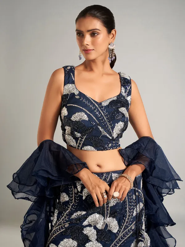 Navy designer lahenga choli for party
