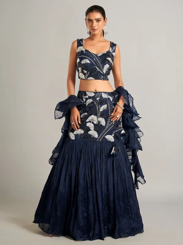 Navy designer lahenga choli for party