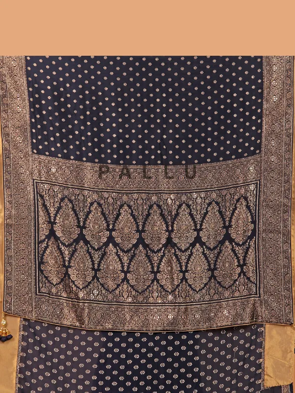 Navy dola silk saree for wedding wear