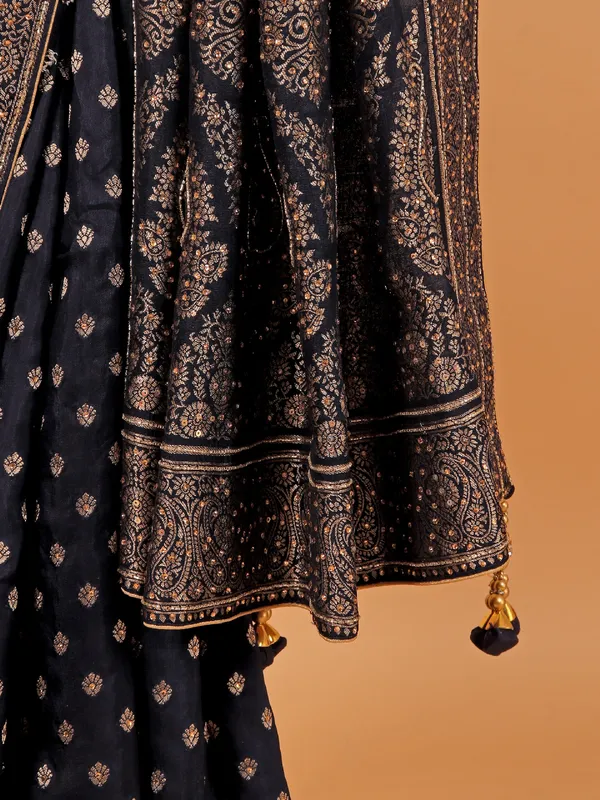 Navy dola silk saree for wedding wear