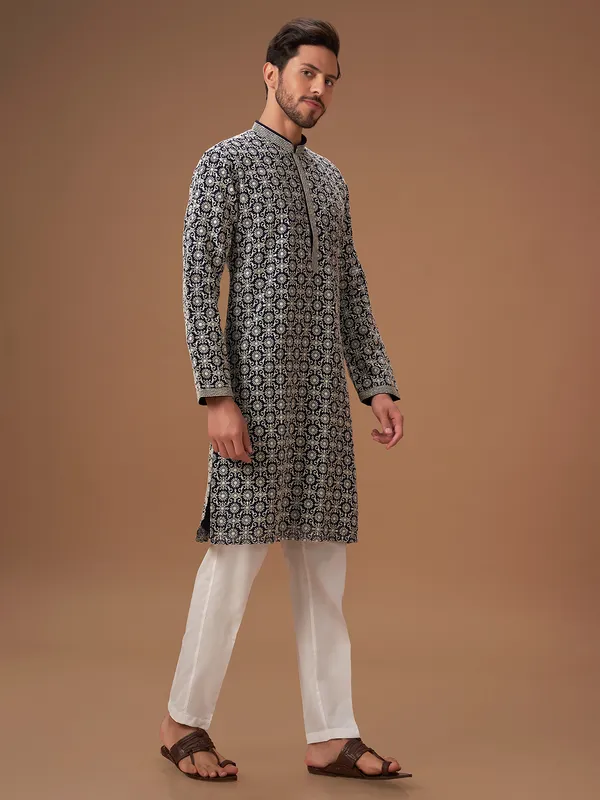 Navy georgette  Men Kurta pajma