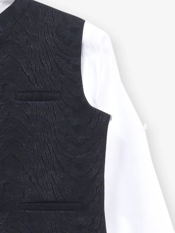 Navy ethnic finest zari weaved waistcoat set for boys