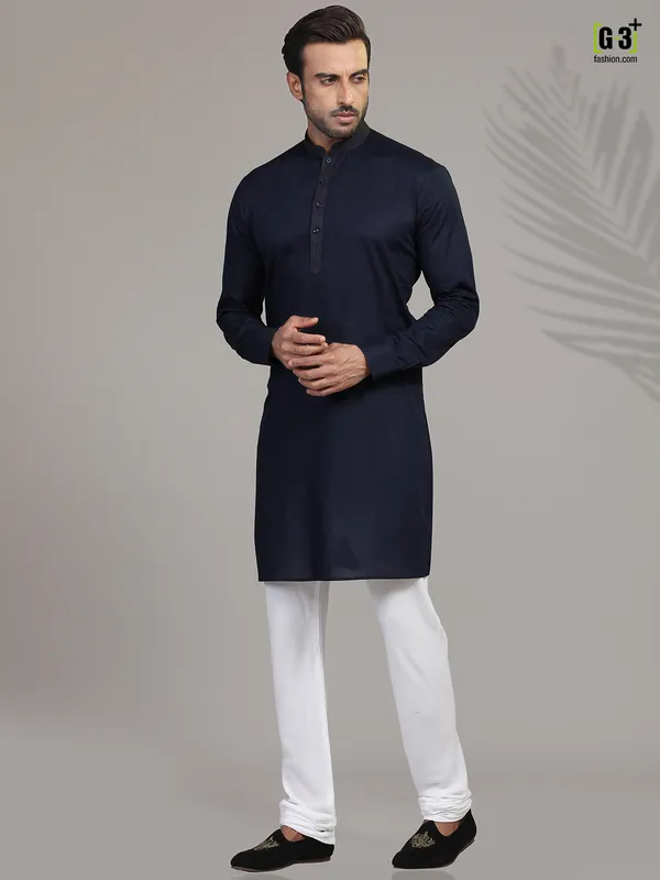 Navy full sleeves kurta suit for festive