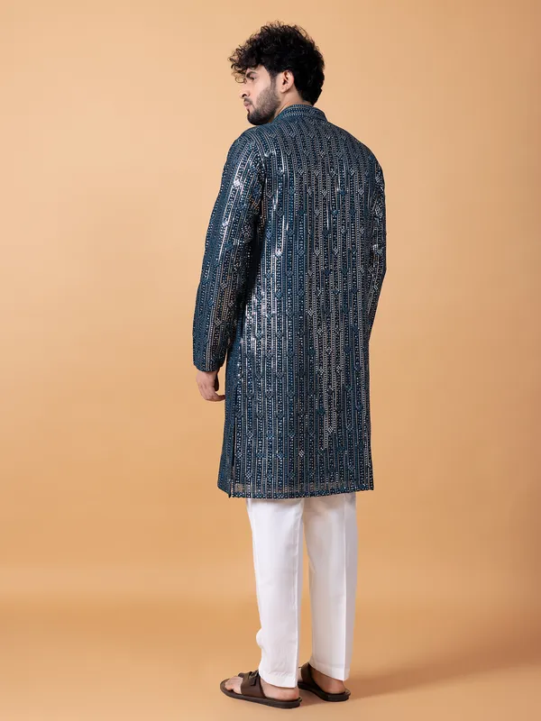 Navy georgette embroidery kurta suit