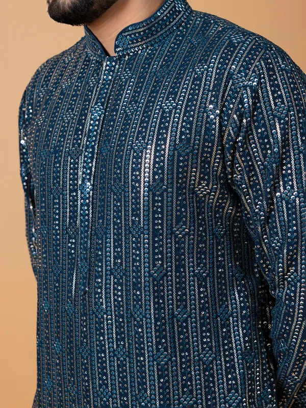 Navy georgette embroidery kurta suit