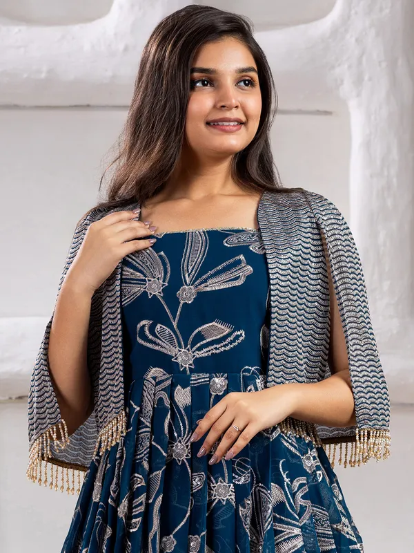 Navy georgette gown for girls