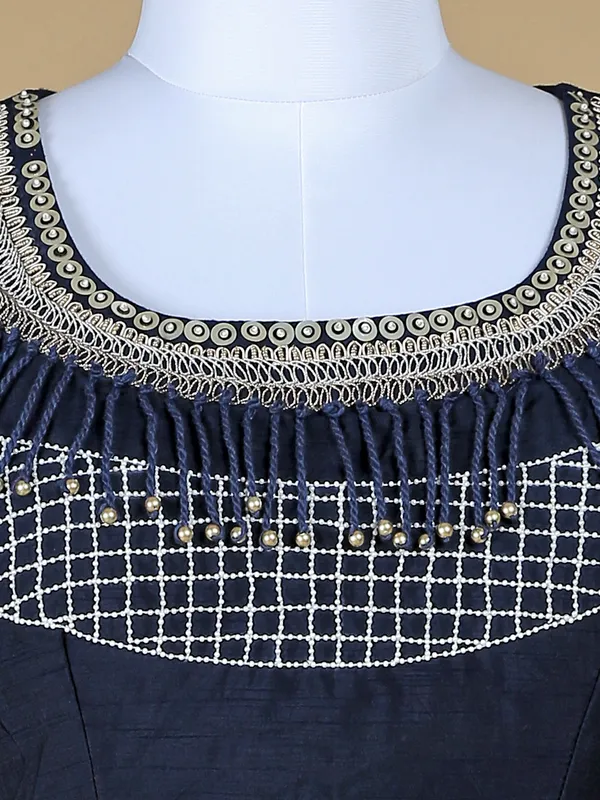 Navy georgette lehenga choli with cape