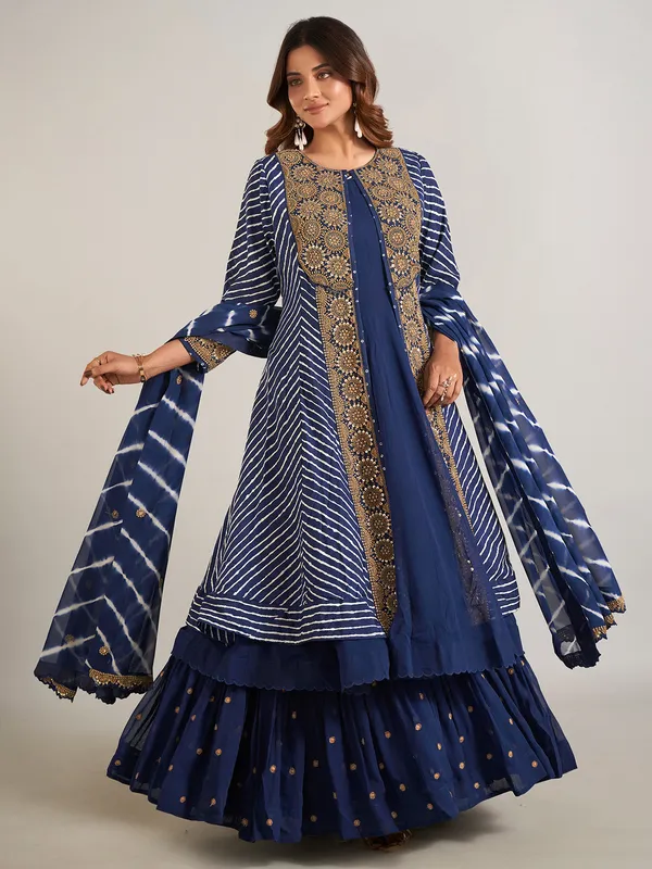 Navy georgette wedding wear designer suit