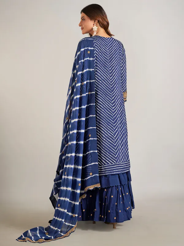 Navy georgette wedding wear designer suit