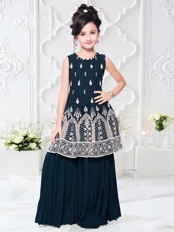 Navy georgette wedding wear palazzo style suit