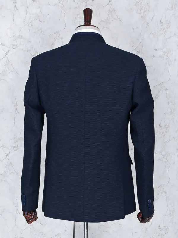 Navy hue thread weaving party jodhpuri blazer
