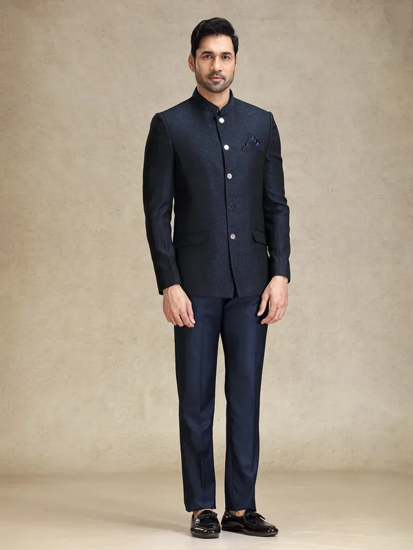 Navy jodhpuri bandh gala jacket suit