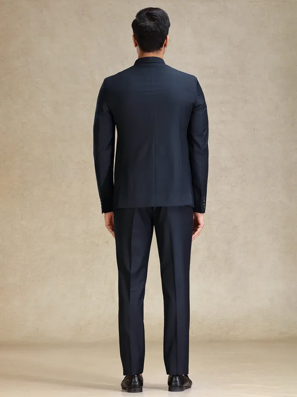 Navy jodhpuri suit in soft terry rayon
