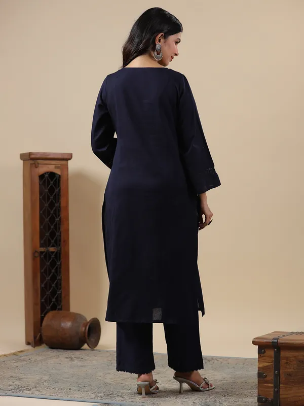 Navy kurti set in cotton