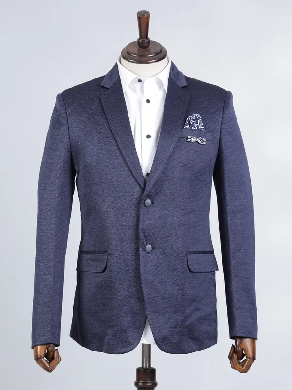 Navy part wear cotton blazer for men