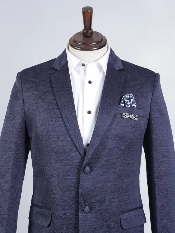 Navy part wear cotton blazer for men