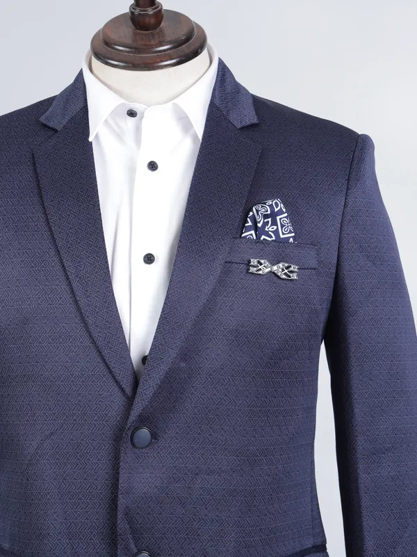 Navy part wear cotton blazer for men