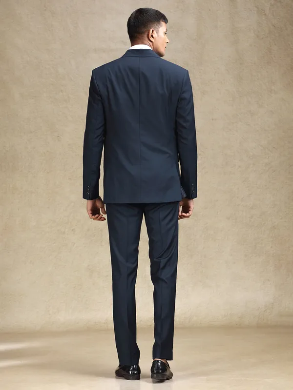 Navy party wear coat suit in terry rayon for mens wear