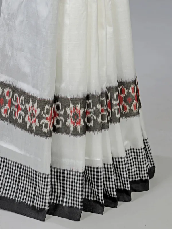 White and black hyderabadi silk saree