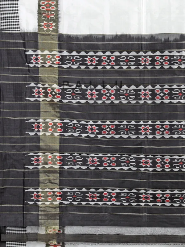 White and black hyderabadi silk saree