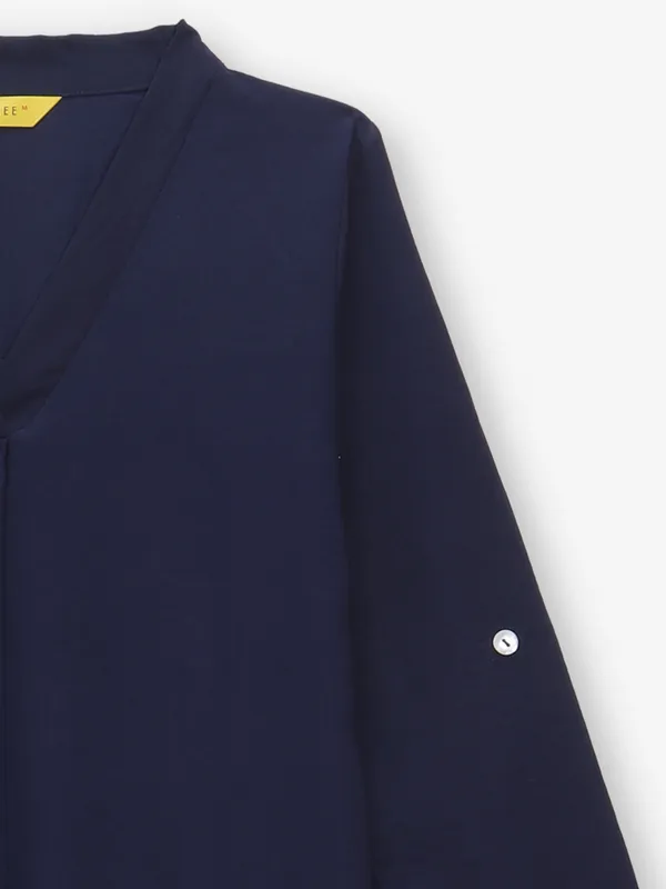 Navy plain georgette top for women