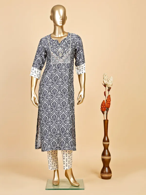 Navy printed kurti with pant