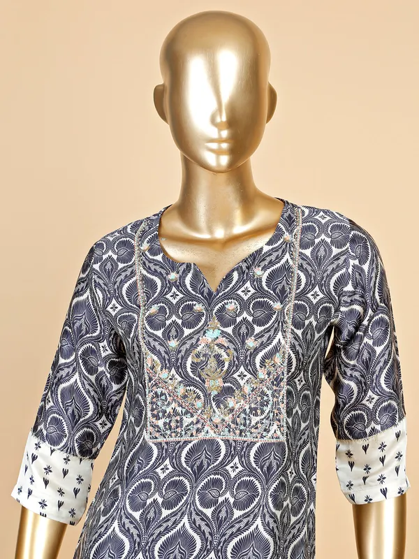 Navy printed kurti with pant