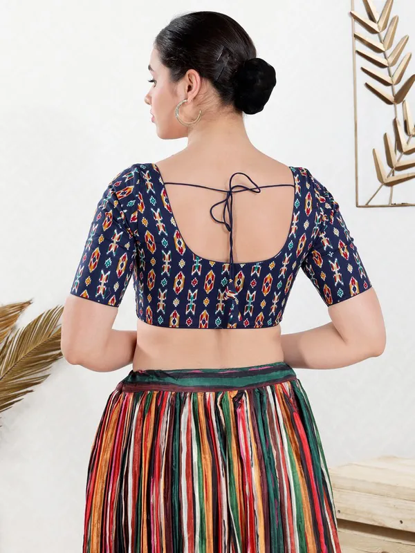 Navy printed ready made blouse