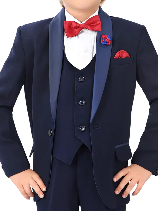 Navy reception wear boys coat suit in terry rayon