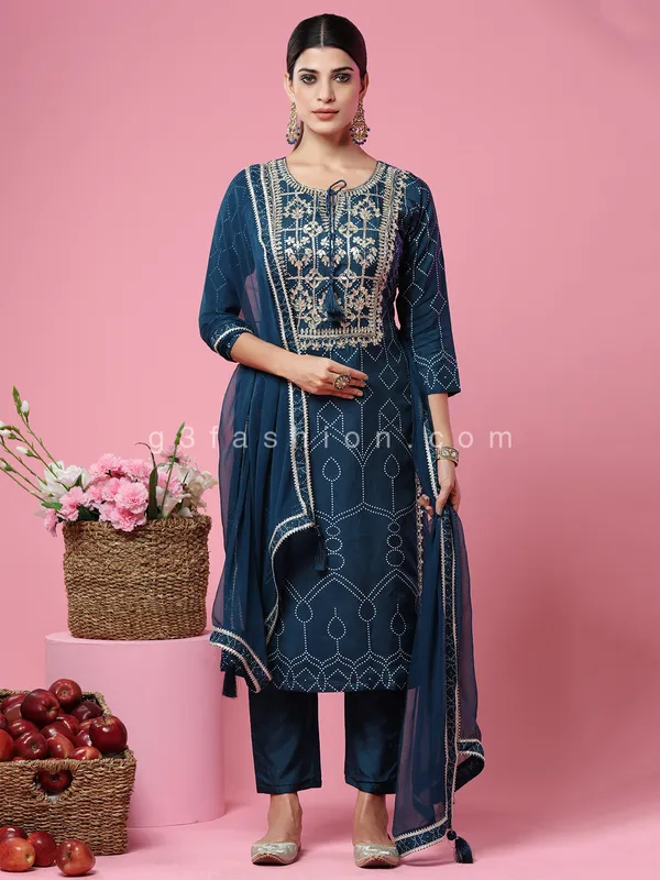 Navy satin silk wedding pant suit