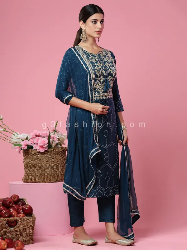Navy satin silk wedding pant suit