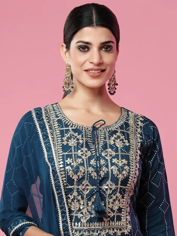Navy satin silk wedding pant suit