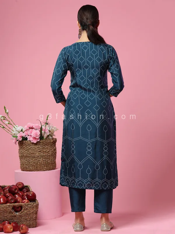 Navy satin silk wedding pant suit
