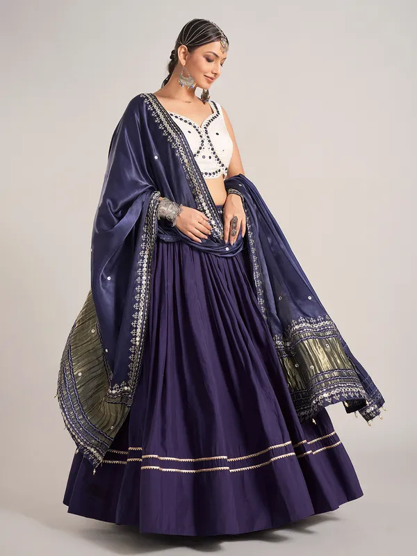 Navy silk navratri wear chaniya choli