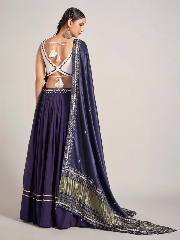 Navy silk navratri wear chaniya choli