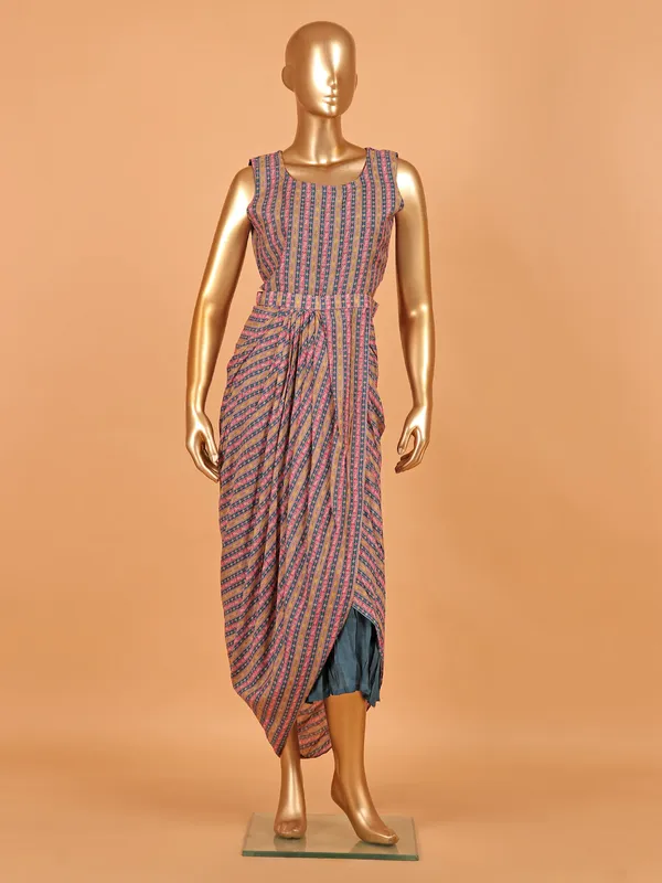 Navy silk printed designer salwar suit