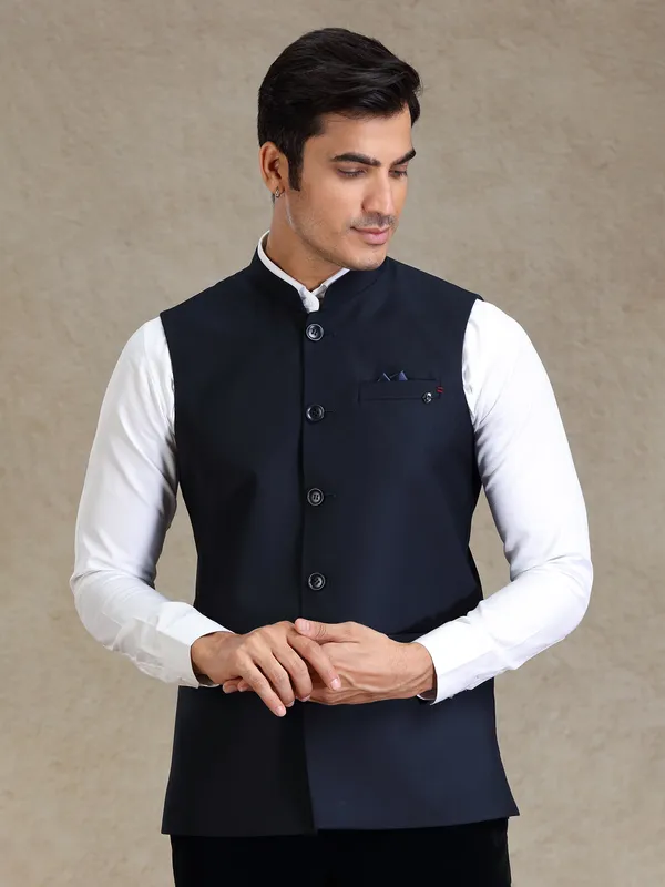 Navy silk waistcoat only for men