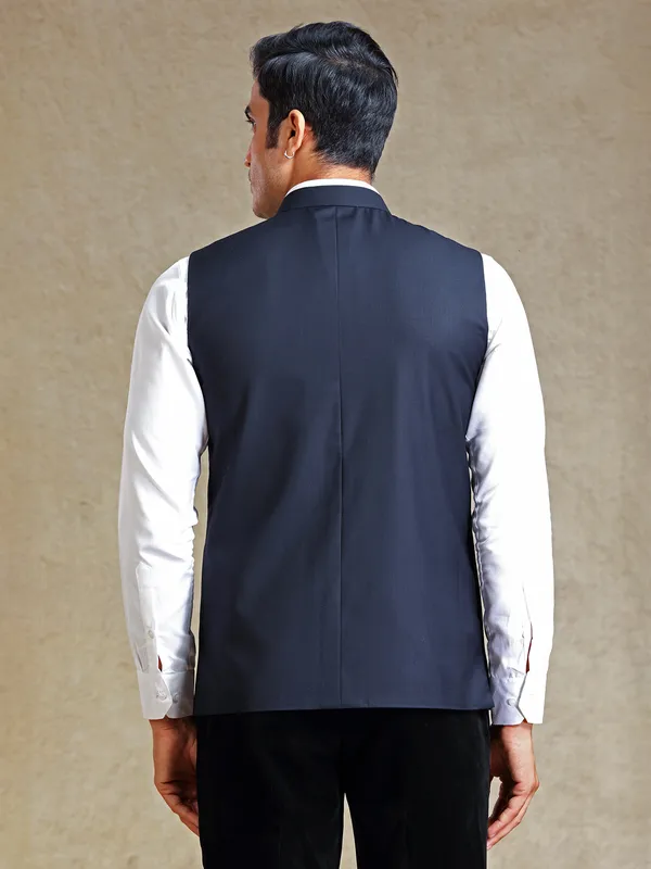 Navy silk waistcoat only for men