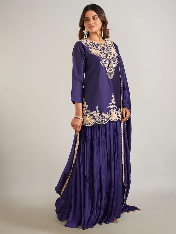 Navy silk wedding wear lehenga suit