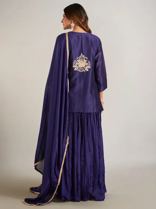 Navy silk wedding wear lehenga suit