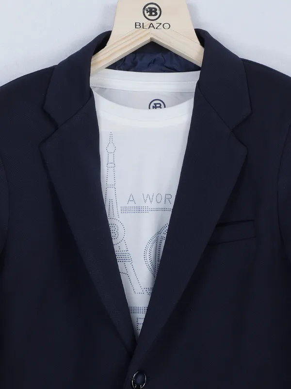 Navy terry rayon blazer with t shirt