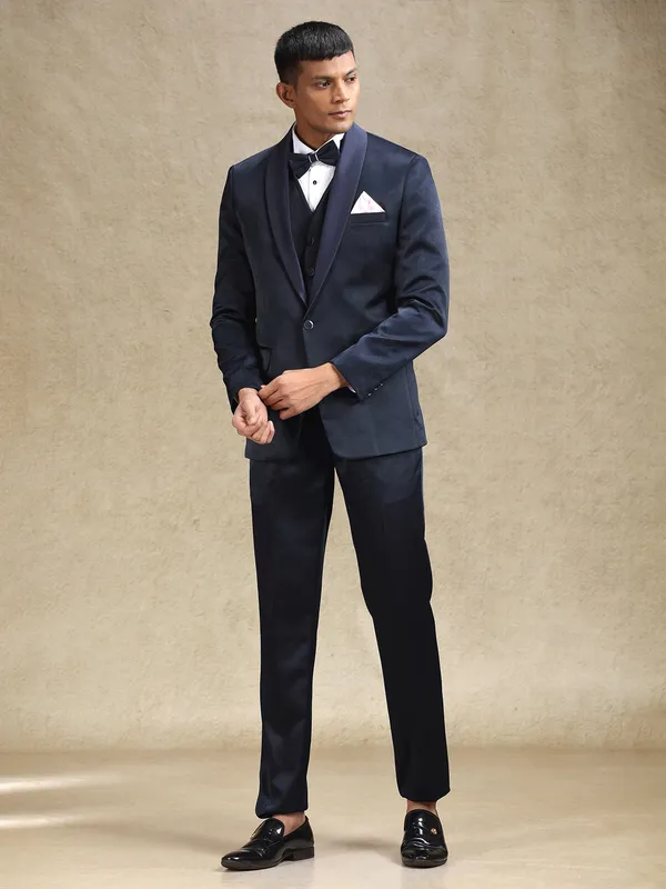 Navy terry rayon coat suit for mens wear