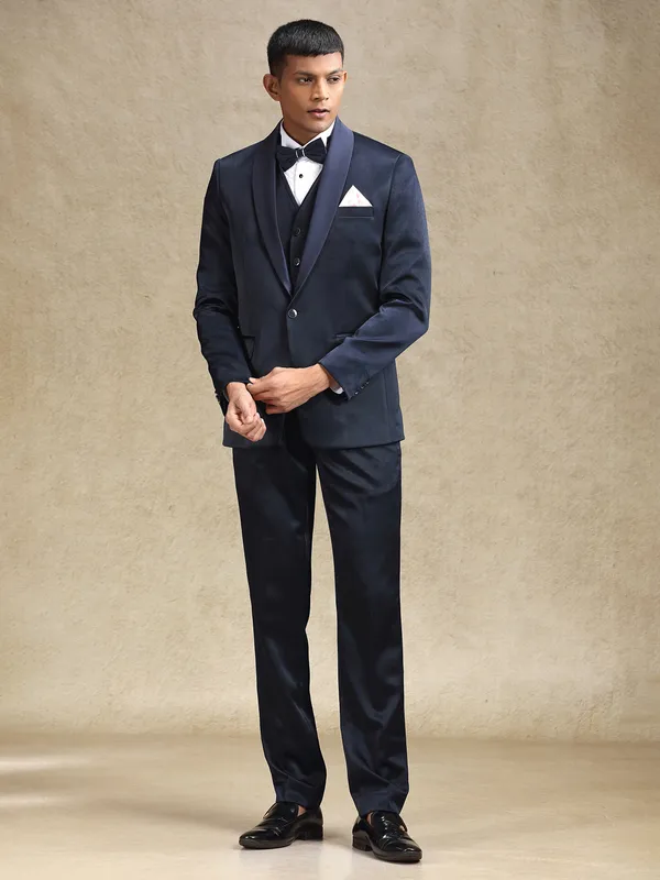 Navy terry rayon coat suit for mens wear