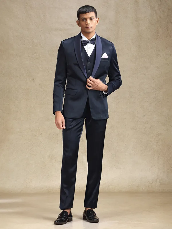 Navy terry rayon coat suit for mens wear
