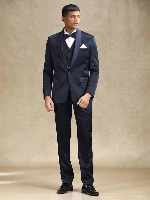 Navy terry rayon coat suit for mens wear