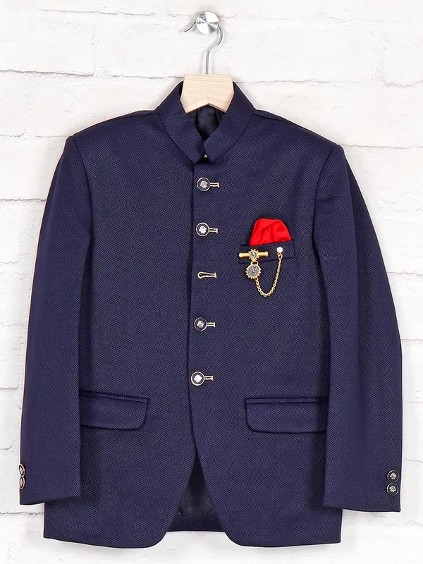 Navy terry rayon jodhpuri boys coat suit